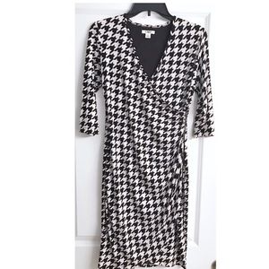 Cato Wrapped Black and White Knee Length Dress.